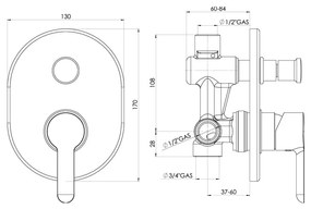 Nobili ABC - Vaňová batéria pod omietku - komplet, chróm 87100