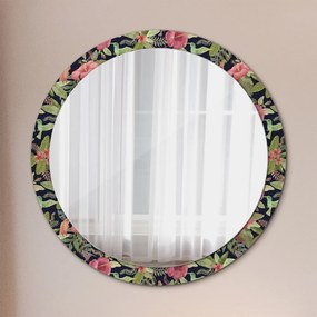 Okrúhle ozdobné zrkadlo Hibiscus kvety fi 100 cm