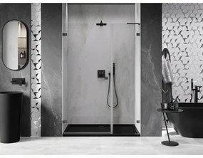 Mexen Lunar-B, L Otočné ľavé sprchové dvere 140 cm, 8mm číre sklo, grafitový profil, 832SL-140-050-95-00-L