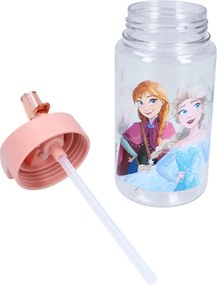 Dievčenská plastová fľaša na pitie Ľadové kráľovstvo - Frozen - s integrovanou slamkou