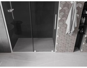 Mexen Velar, posuvné sprchové dvere do otvoru 150 cm, 8mm šedé sklo, biela matná, 871-150-000-41-20