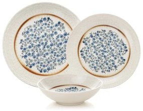Jedálenská súprava 24 ks, modrá/béžová, porcelán