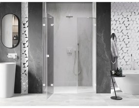 Mexen Lunar, ľavé otočné sprchové dvere 130 cm, 8mm číre sklo, biely profil, 834S-130-050-20-00-L