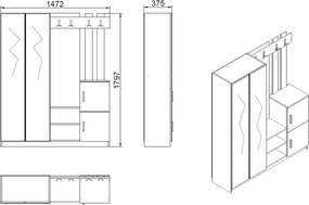 Predsieňová stena Houseland Visor biela