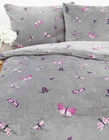 Predĺžené obliečky mikroplyš Exclusive – Motýliky sivá