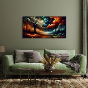 Obraz krajina s farebným stromom života