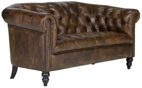 furniture-nabytek.cz - Masívna pohovka Chesterfield Shelford, 2-miestna, pravá koža, hnedá