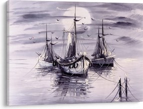 Obraz - Prístav, olejomaľba (70x50 cm)