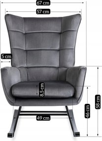 Čalúnené hojdacie kreslo JACKSON sivé