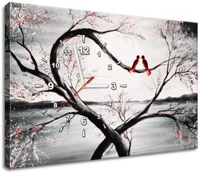 Gario Obraz s hodinami Vtáčia láska Rozmery: 100 x 40 cm