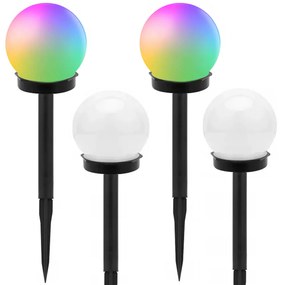 Verk 12284 Záhradná solárna lampa guľa RGB, 10 cm, IP65, 4 ks