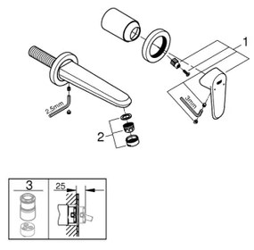 GROHE 19573002 - Umývadlová dvojotvorová batéria EURODISC COSMOPOLITAN 11x17 cm chróm