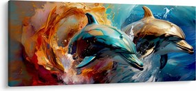 Obraz - Maľba delfínov (120x50 cm)