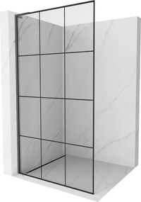 Mexen Kioto L, sprchová zástena Walk-In 100 x 200 cm, 8mm číre sklo čierny vzor, grafitový profil, 800-100-103-66-77