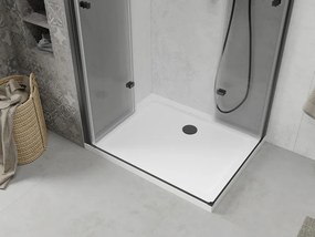 Mexen Lima Duo, sprchovací kút s 2-krídlovými skladacími dverami 90 (dvere) x 80 (dvere) cm, 6mm číre sklo, čierny profil + slim sprchová vanička 5cm biela s čiernym sifónom, 856-090-080-70-02-4010B