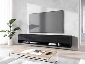 TV stolík/skrinka Adenik 180 MDF, Farby: čierny grafit / čierna fala, Osvetlenie: osvetlenie LED RGB - farebné