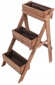 Drevený stojan na kvety — 3-poschodový kvetináč z prírodného dreva