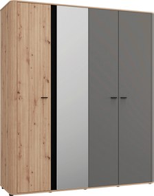 XXXLutz ŠATNÍKOVÁ SKRIŇA, grafitová, čierna, dub artisan, 179,5/210,5/56 cm MID.YOU - Skrine - 000834017905