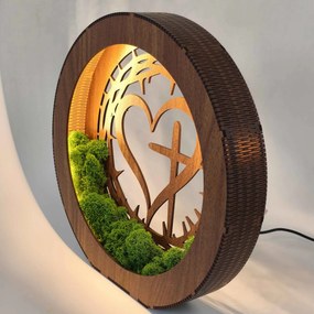 Stmievateľná LED lampa Srdce s krížom | JEZUE: HDF - Orech 20 cm 4780-115105 LED0609