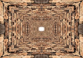 Fototapeta - Tunel 3D kameňov (254x184 cm)
