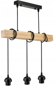 BERGE Závesné stropné svietidlo LED drevený trám 3xE27 Luster Spring biely