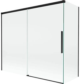 Mexen Rox, 2-krídlová posuvná vaňová zástena 180 + 80 x 150 cm, 8mm číre sklo, čierny matný profil, 8C9-180-080-70-00