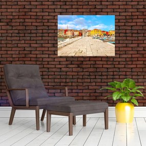 Sklenený obraz - Staré istrijské mesto v Poreči, Chorvátsko (70x50 cm)