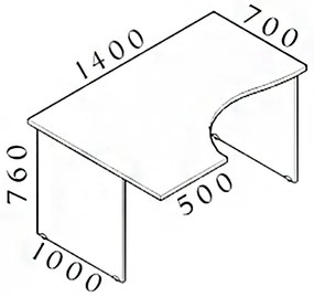 Ergonomický stôl Visio 140 x 100 cm, ľavý, biela