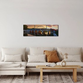 Obraz mostu (s hodinami) (90x30 cm)