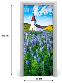 Fototapeta samolepiace na dvere kostol kvety 85x205 cm