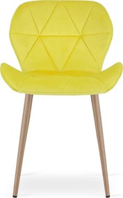 Jedálenská stolička MANGO zamatová žltá / hnedé nohy