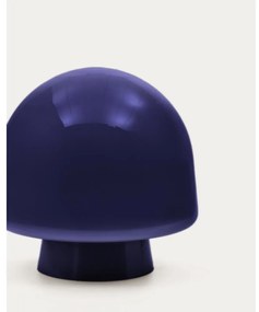 Tmavomodrá stolová lampa so skleneným tienidlom (výška 20 cm) Reig – Kave Home
