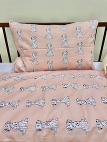 Obliečky bavlnené detské Psík ružový - Detský set 130x90cm + 65x45cm