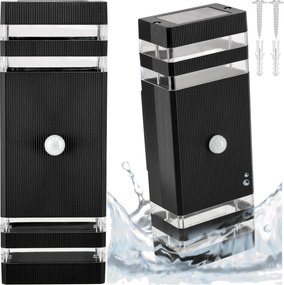 BERGE LED fasádne svietidlo 2xGU10 IP44 čierne so čidlom