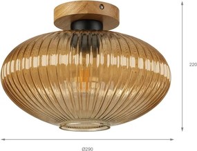 Stropné svietidlo MILOU WOOD 1xE27/15W/230V dub/dymová béžová pr. 29 cm