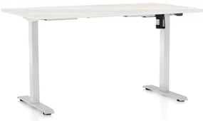 Výškovo nastaviteľný stôl OfficeTech A, 120 x 80 cm, biela podnož, biely jaseň