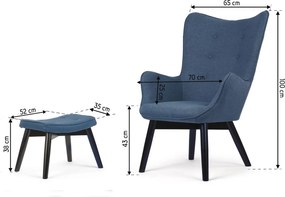 SOFOTEL Kreslo s opierkou na ruky a podnožkou Norse 2045 - modré