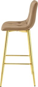 Barová stolička NADO zamatová, hnedá / zlatá