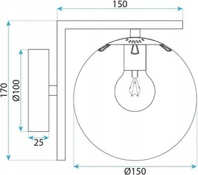 Toolight Toolight, nástenné svietidlo 1xE27, G101-1W, čierna-biela, OSW-09726