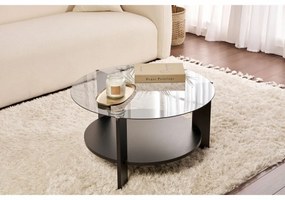 Konferenčný stolík Clara Wood Black s tmavým sklom