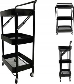 Kovový skládací kuchyňský vozík CARRIAGE 82 cm černý