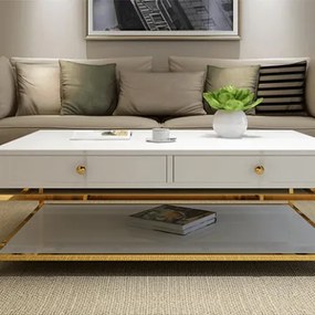 KONFERENČNÝ STOLÍK RAVENNA NEREZOVÁ OCEĽ + ZLATÝ 130 cm