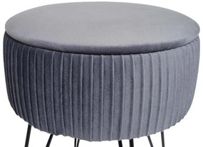 Taburetka s úložným priestorom K47- zamat, v45 x Ø35 cm - Sivá