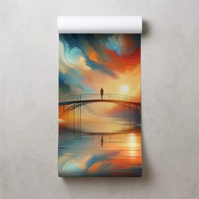 Tapeta farebný západ slnka nad mostom