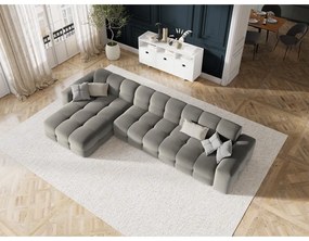 Sivá zamatová rohová pohovka (ľavý roh) Kendal - Micadoni Home