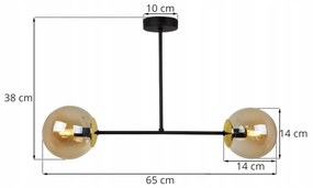 Stropné svietidlo PARIS, 2x medové sklenené tienidlo, (výber zo 4 farieb uchytenia)