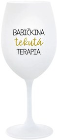 BABIČKINA TEKUTÁ TERAPIA - biely pohár na víno 350 ml