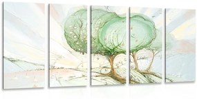 5-dielny obraz rozprávkové pastelové stromy - 200x100