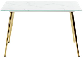 Jedálenský stôl s mramorovým efektom 120 x 70 cm biela/zlatá MULGA Beliani