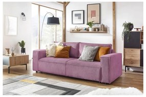 Ružová menčestrová rozkladacia pohovka 245 cm Nihad – Bobochic Paris